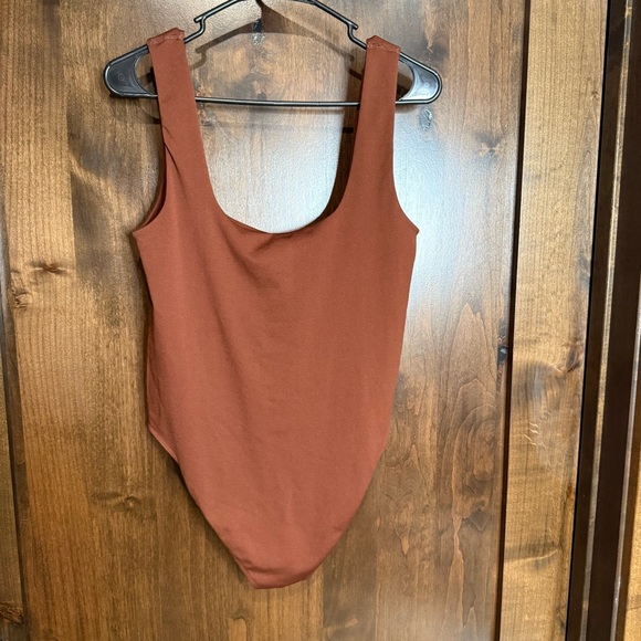 Chic Brown Bodysuit from A New Day women’s Size L square neck built in shelf bra - Picture 6 of 10
